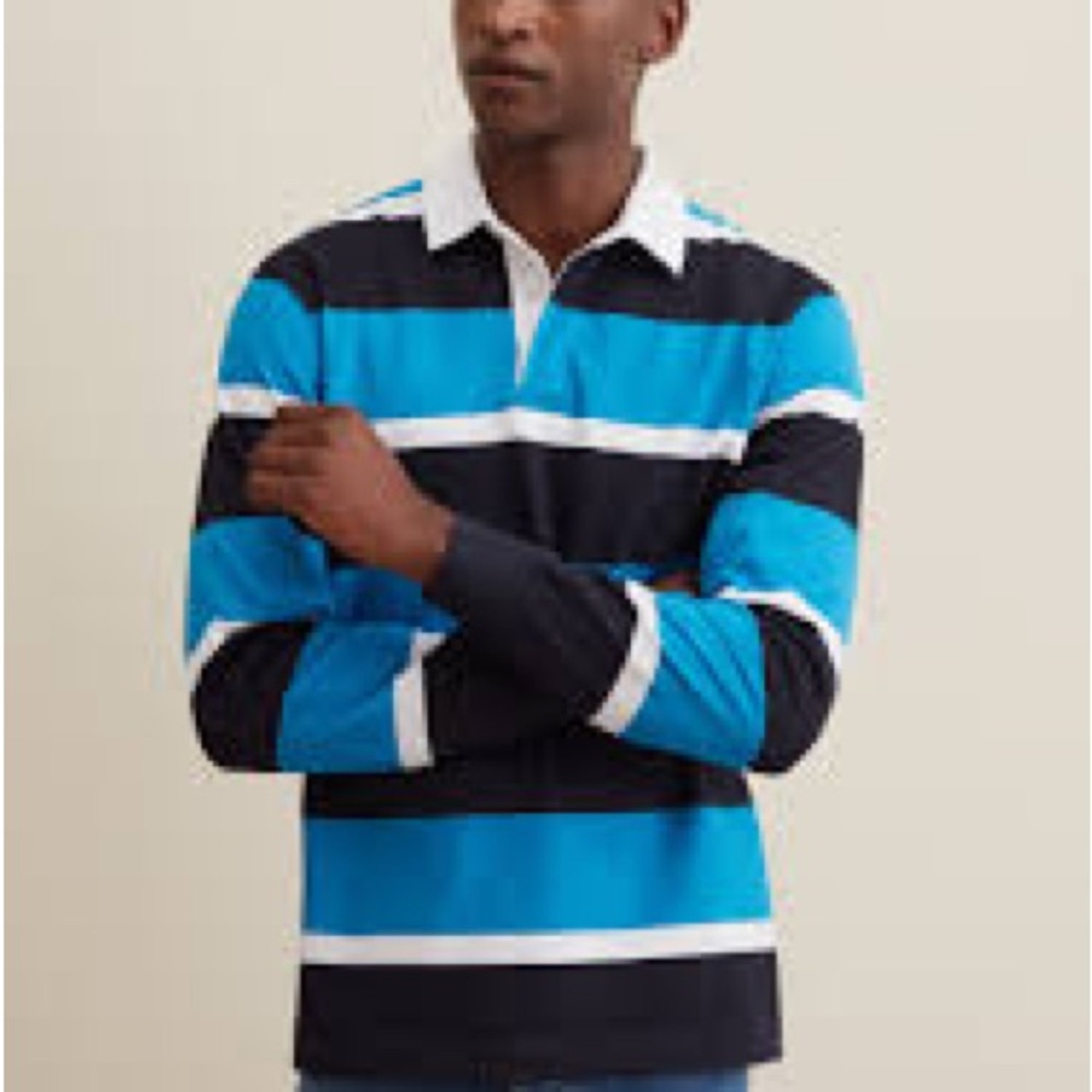NWT SIZE XXL Piombo Striped Long Sleeve Shirt in Blue, Black, and White